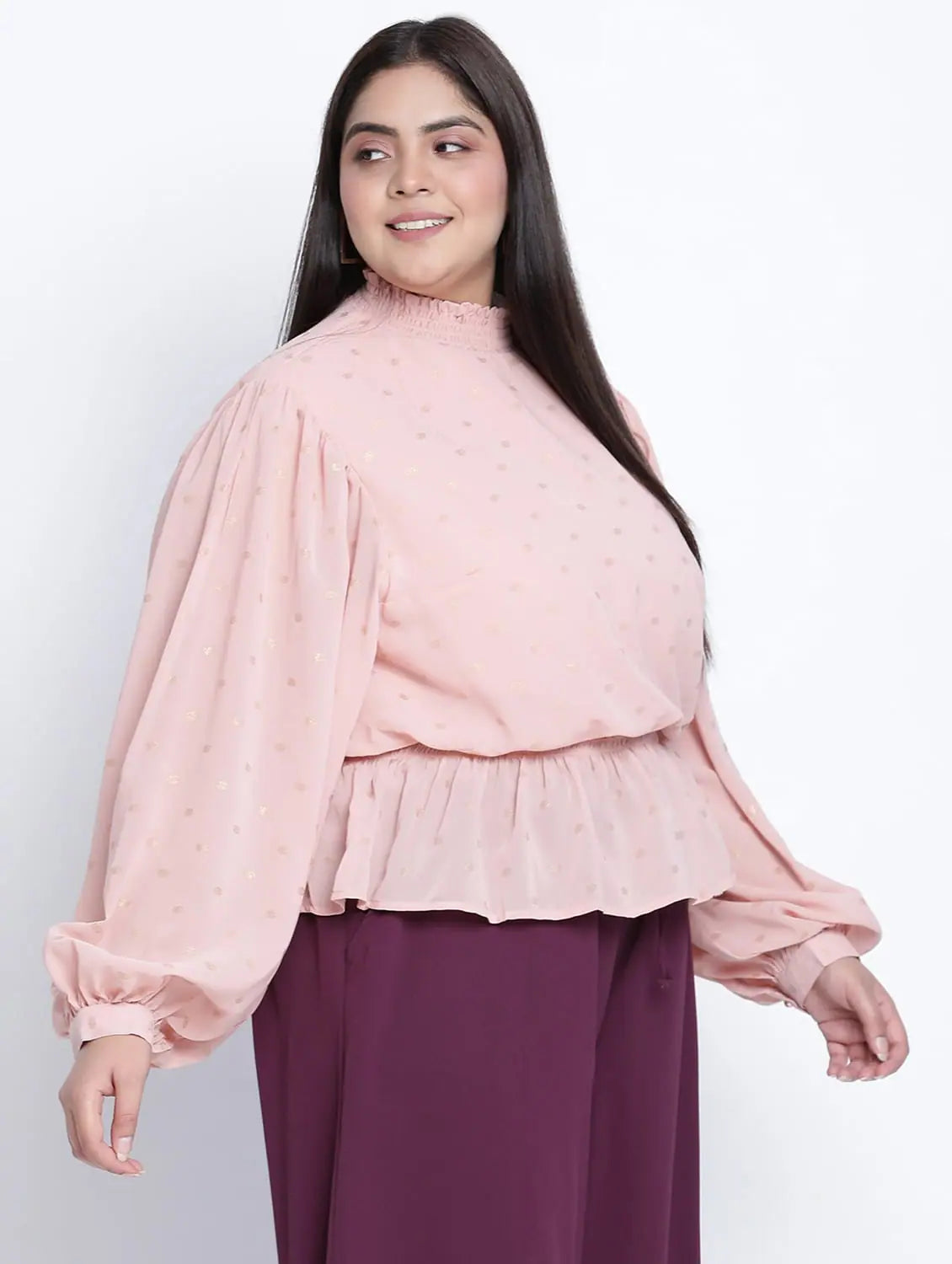 Taffy Peach Foil Print Plus Size Top