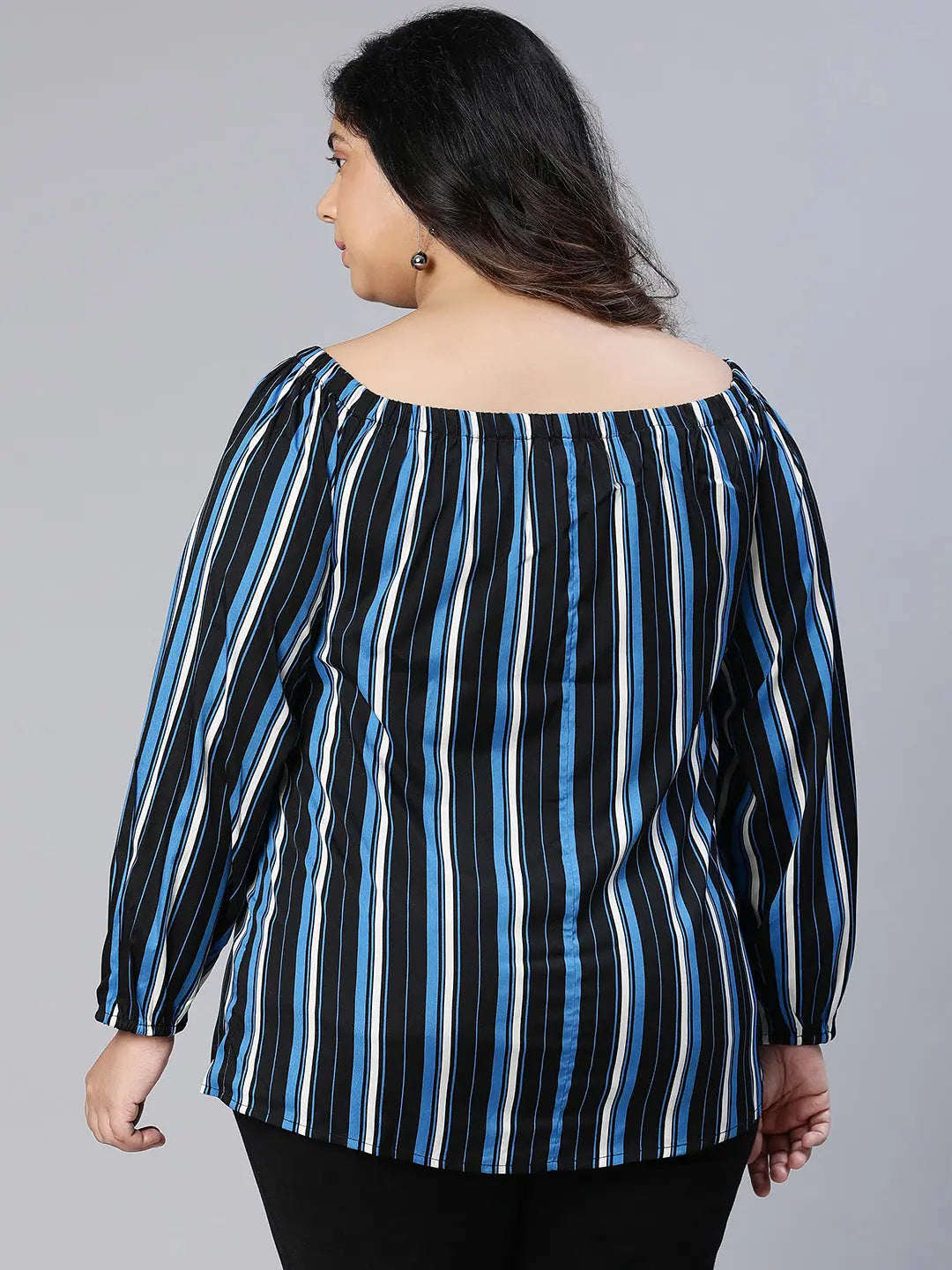 Color Paneled Full Sleeve Somen Plus Size Top