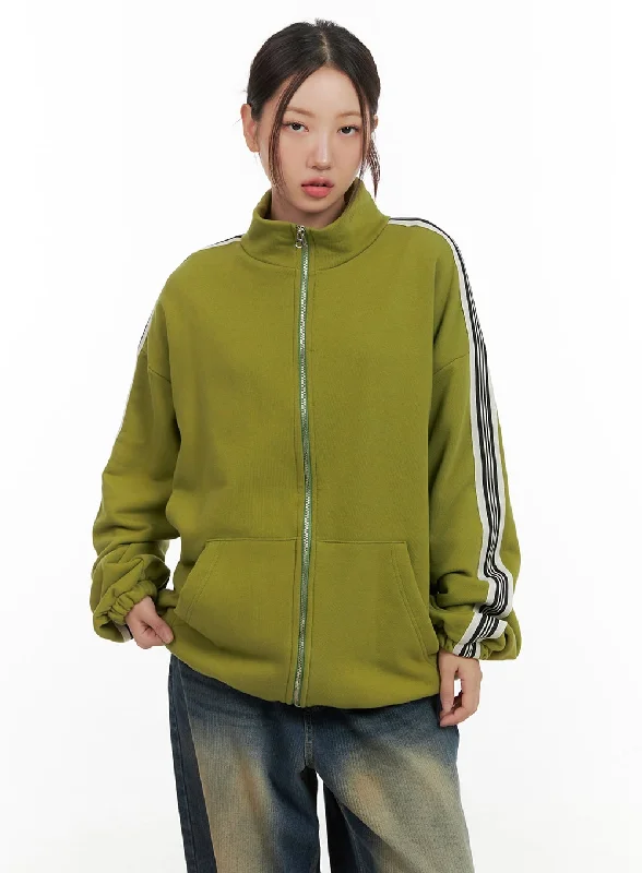 Side Stripe Oversized Sweatshirt Jacket (UNISEX) CG423