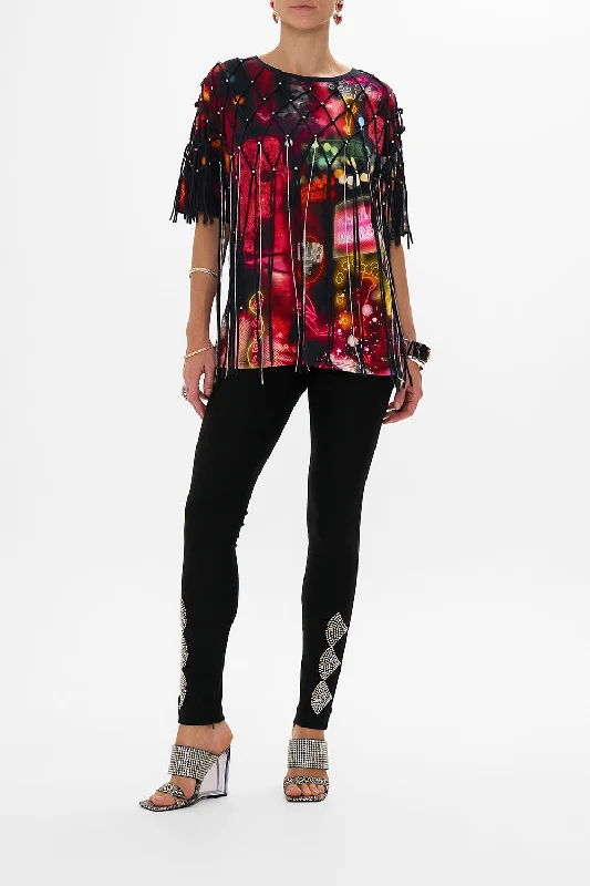 OVERSIZED BAND TEE WITH EMBELLISHED OVERLAY ELECTRIC LOVELAND