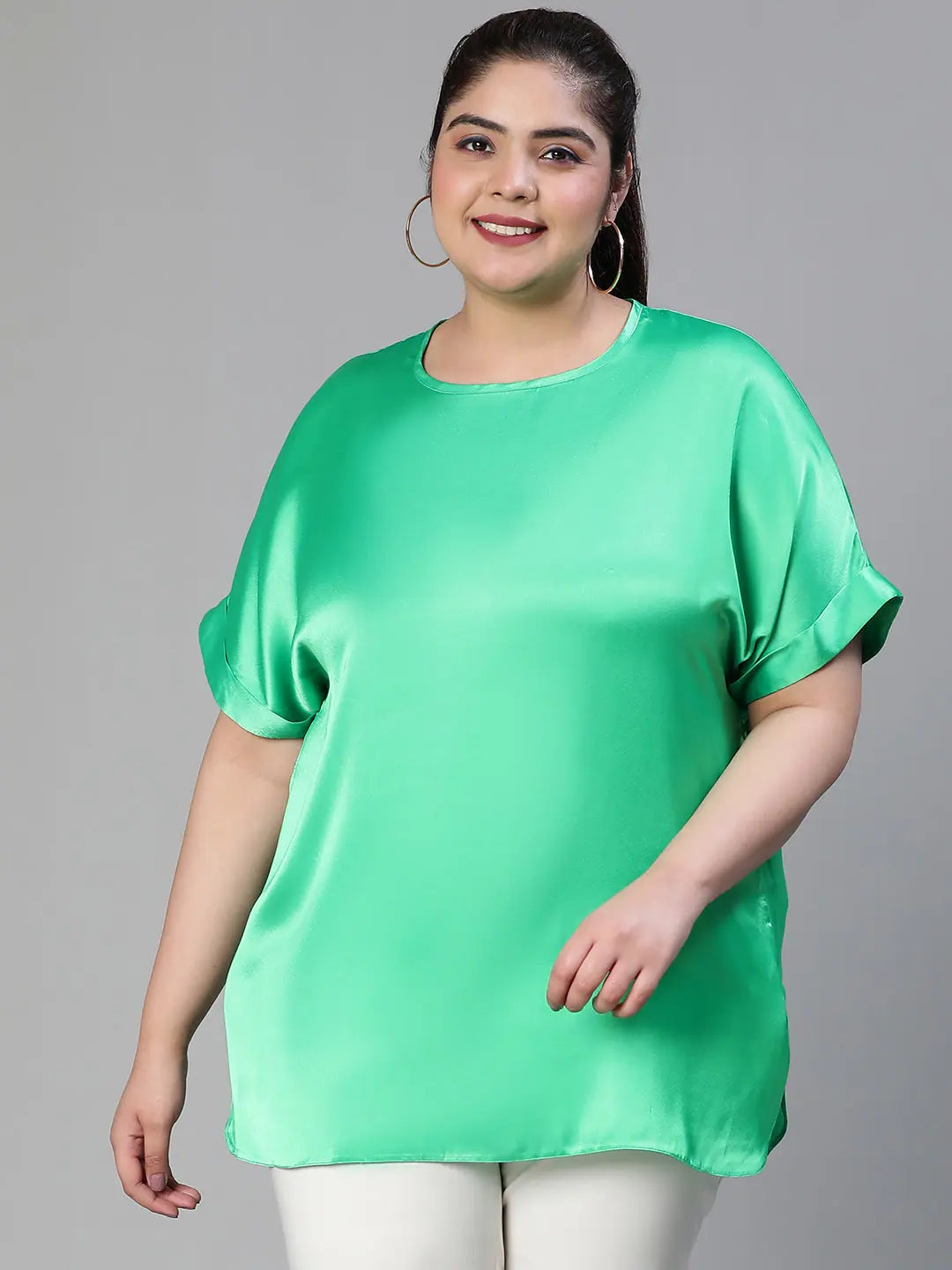 Soulful Green Baggy Style Stain Plus Size Top