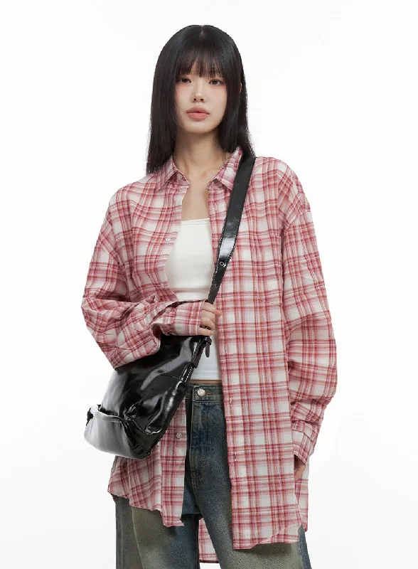 Checkered Cotton Oversized Shirt IO430