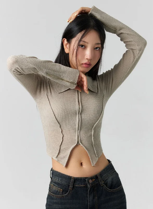 Stitched Zip Crop Top CS308