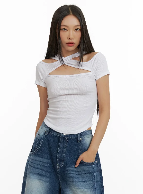 Twist Cut-Out Crop Top CU414