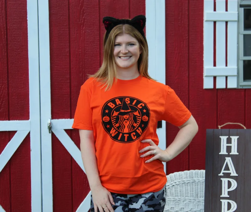 Basic Witch - Women's Plus Size Graphic Tee in Orange