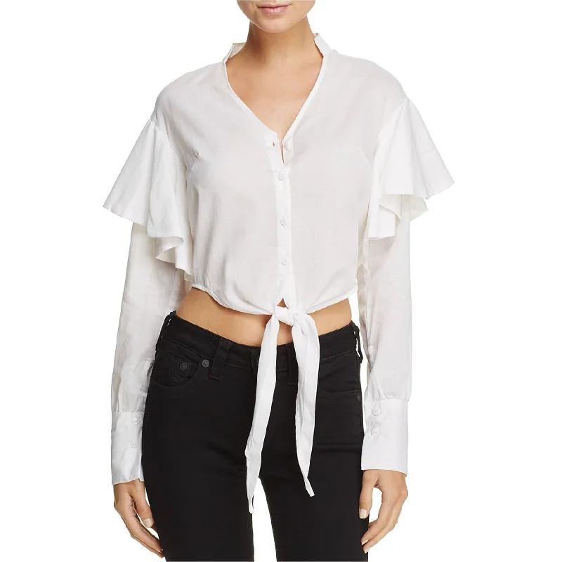 MLM Label Womens Miller Crop Top Blouse, White, X-Small