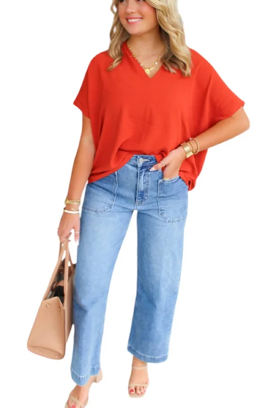 Piper Oversized Top In Rust