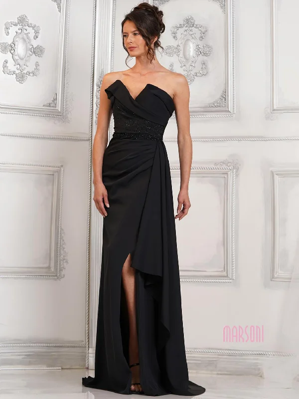 Marsoni MV1304 Long Fitted Formal Prom Beaded Dress