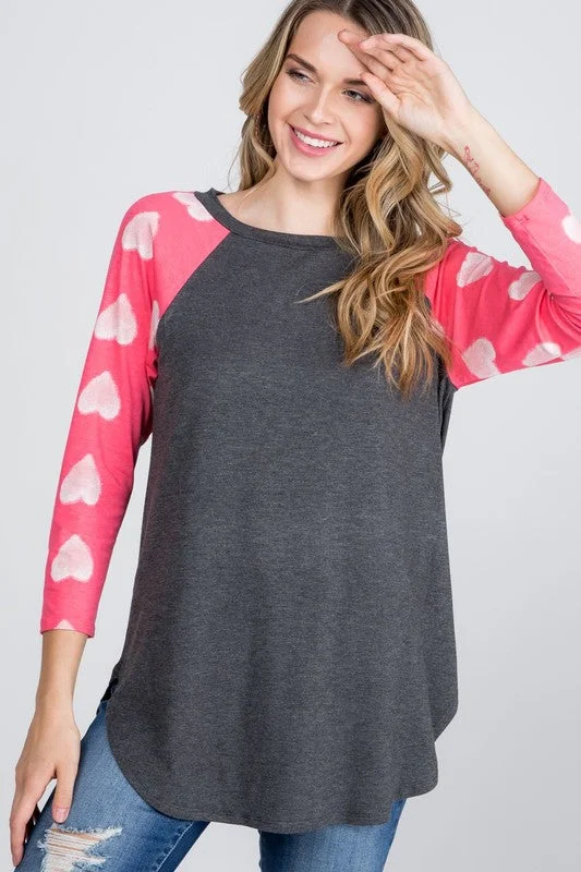 The Karina - Women's Plus Size Top with Pink Sleeves