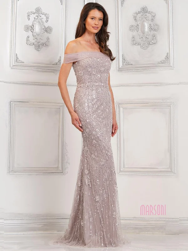 Marsoni MV1301 Fitted Long Formal Beaded Evening Dress