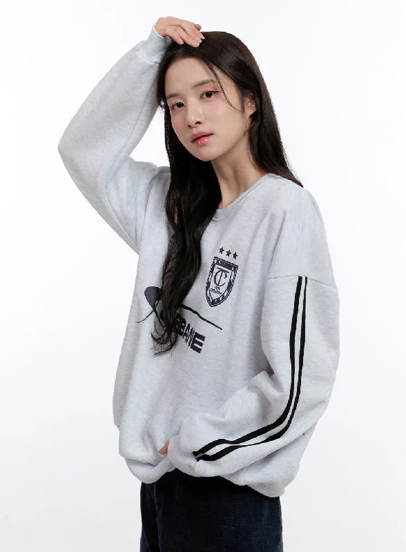 Graphic Oversized Crew Neck Sweatshirt ON418