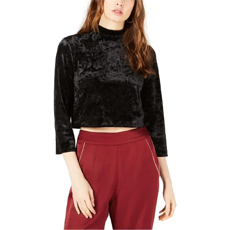 Leyden Womens Mock Neck Crop Top Blouse