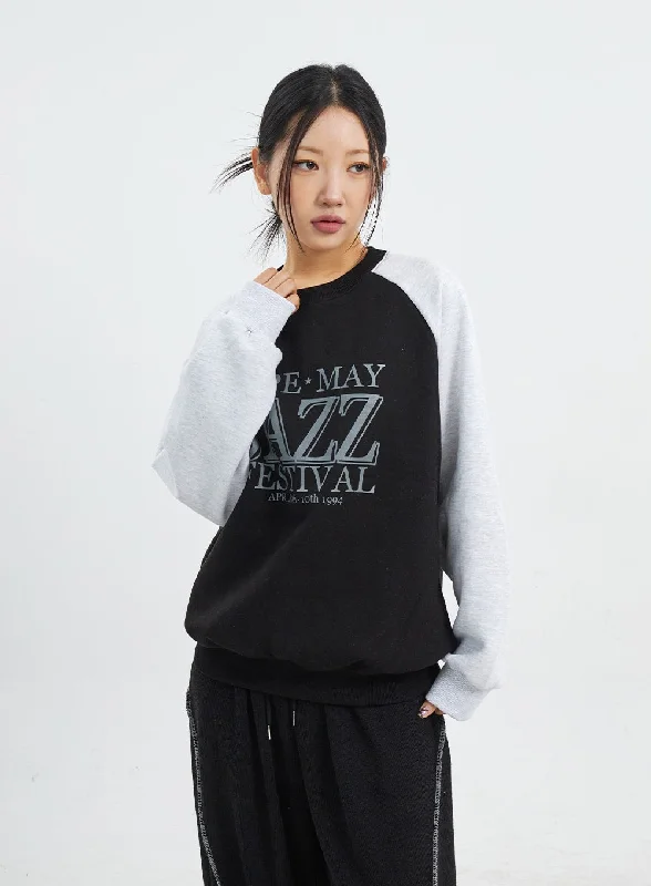 Graphic Two Color Oversized Sweatshirt CJ317