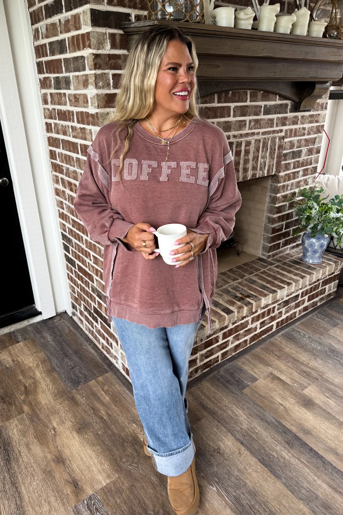 “Coffee” oversized pullover