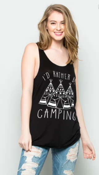 I'd Rather Be Camping - Women's Plus Size Graphic Top