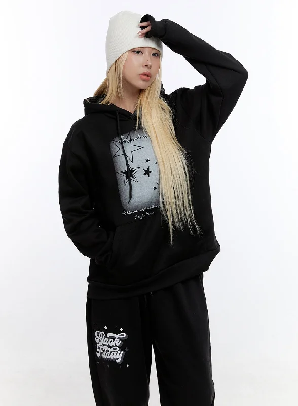 Oversized Star Graphic Hoodie CO422