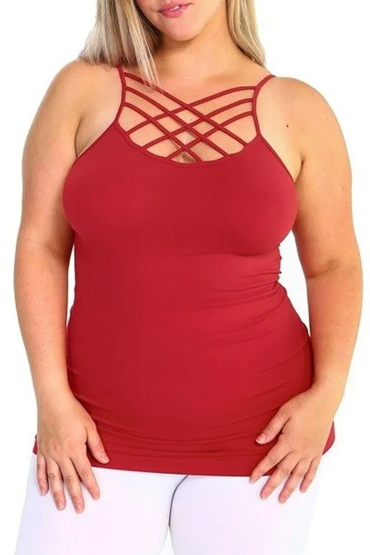 The Luna - Women's Plus Size Cami in Crimson Red