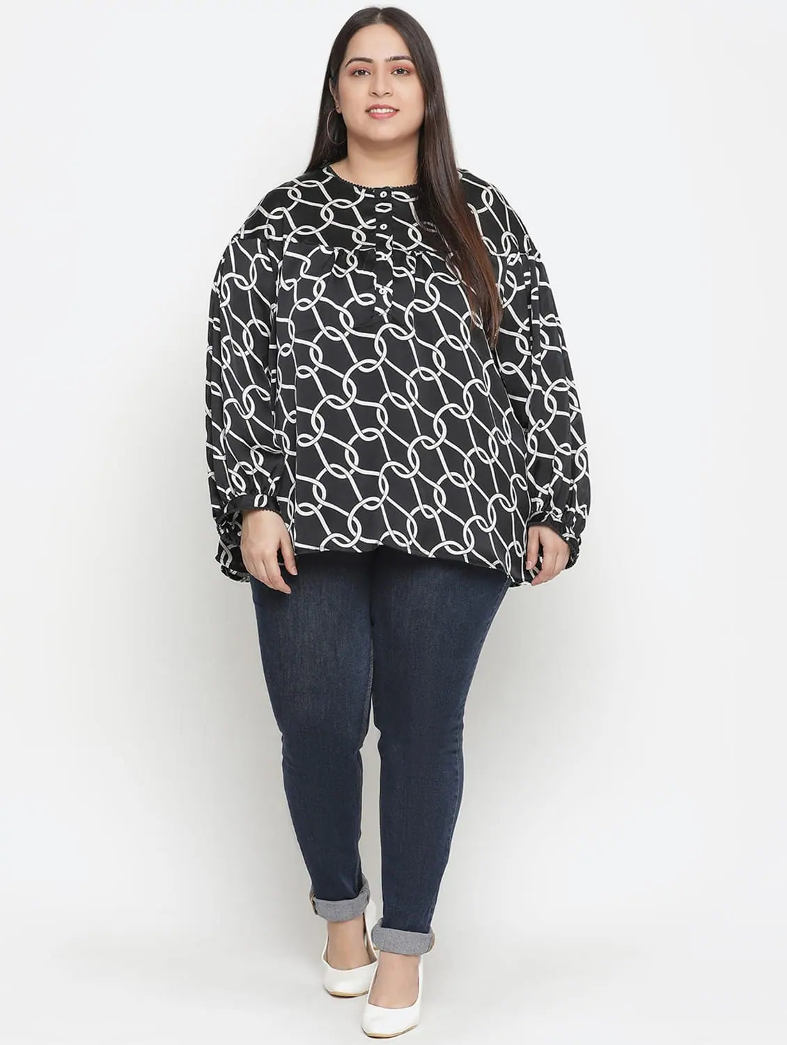 Avant Garade Chain Print Plus Size Women Top