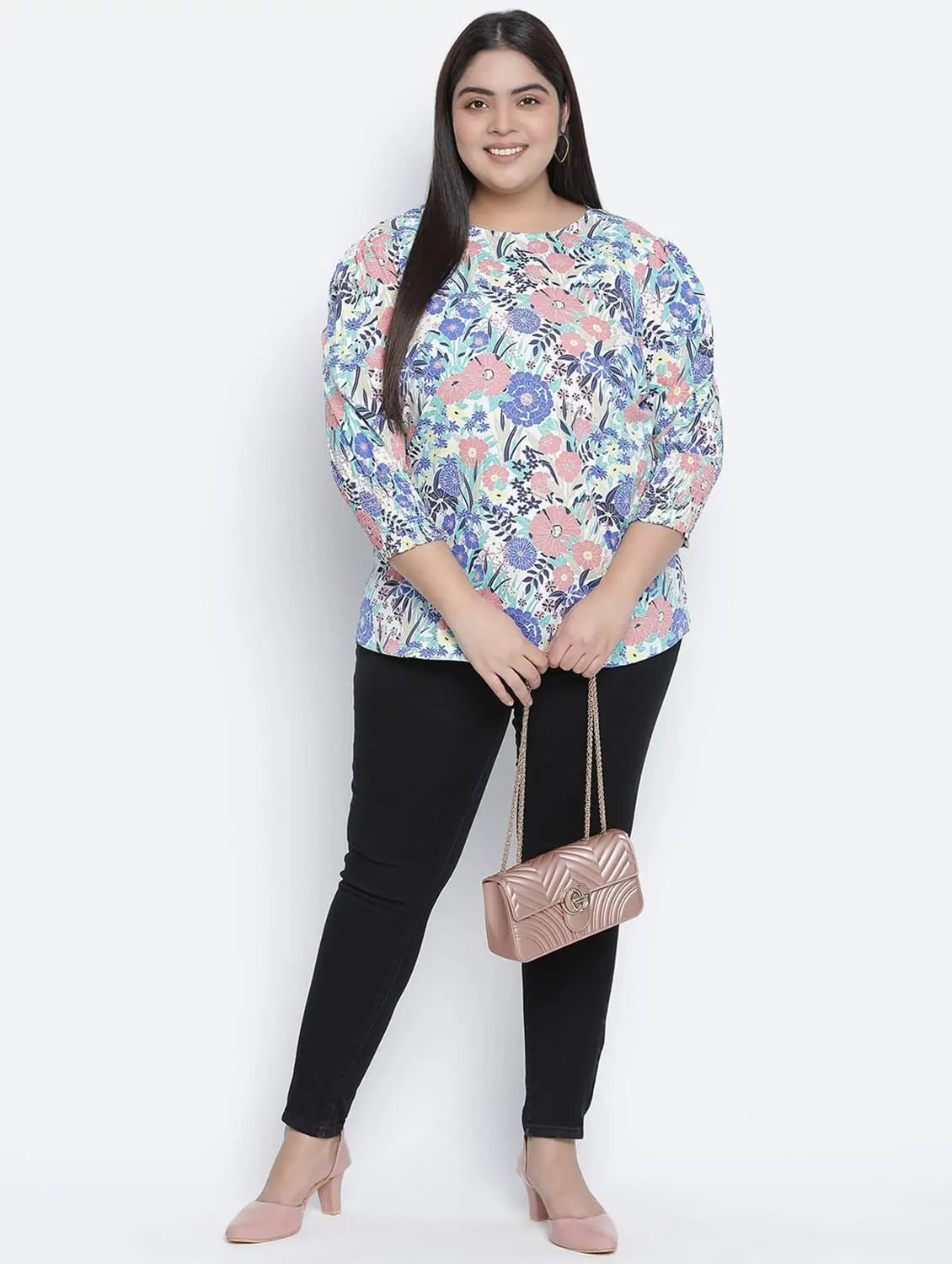 Charmer Floral Print Plus Size Women Top