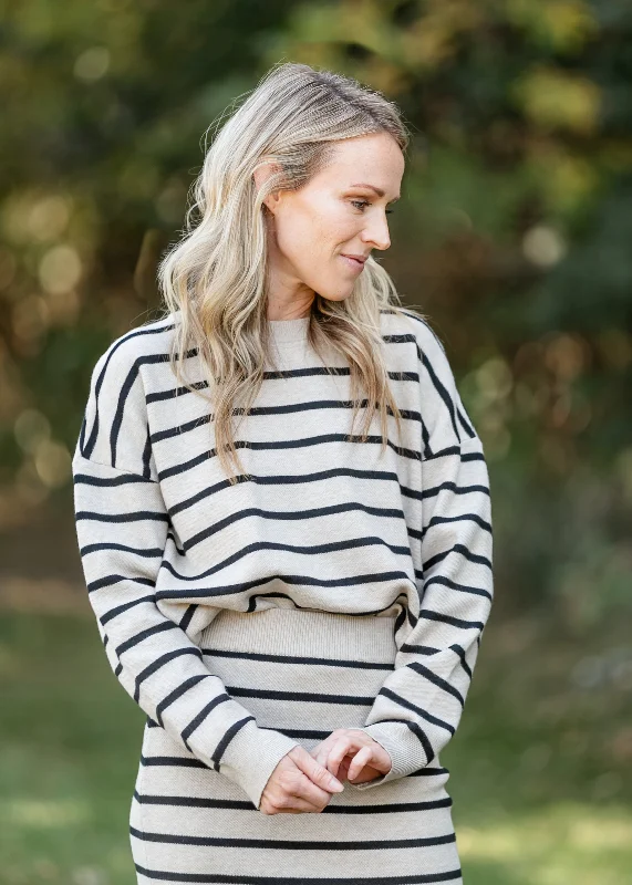 Latte Stripe Knit Sweater