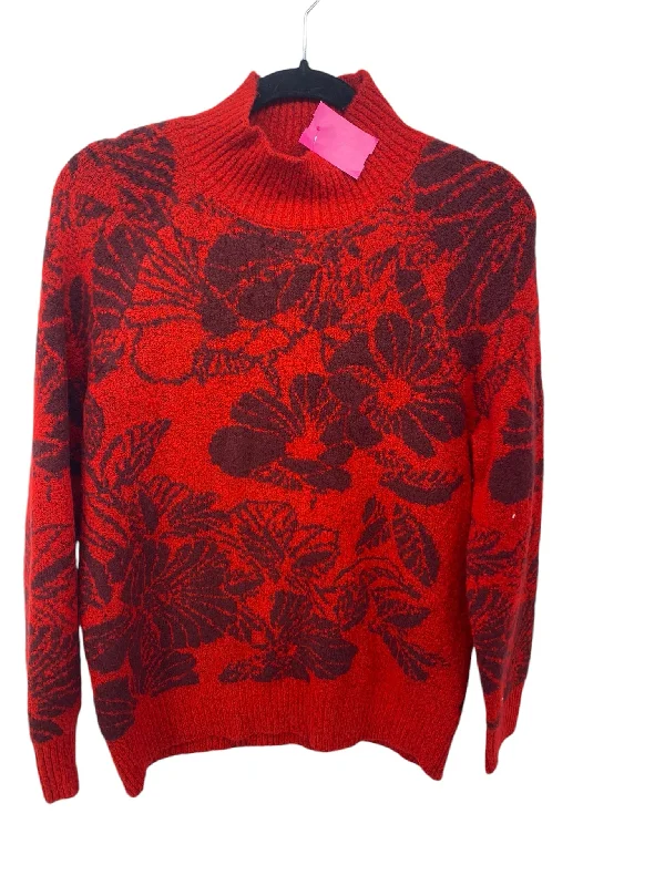 Liz Claiborne Misses Size Medium Red Print Sweater