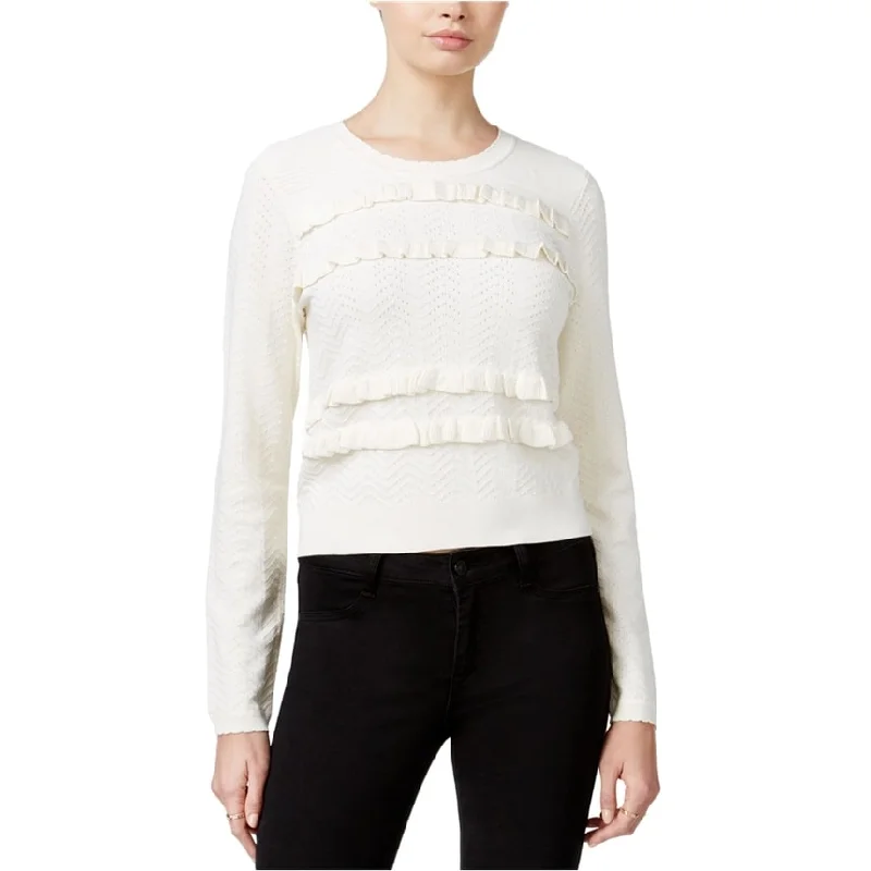 Maison Jules Womens Ruffled Knit Sweater