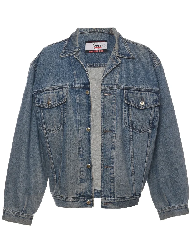 Button Front Denim Jacket - L