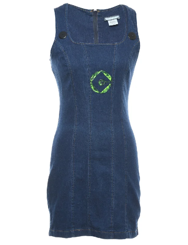 Dark Wash Denim Mini Dress - S