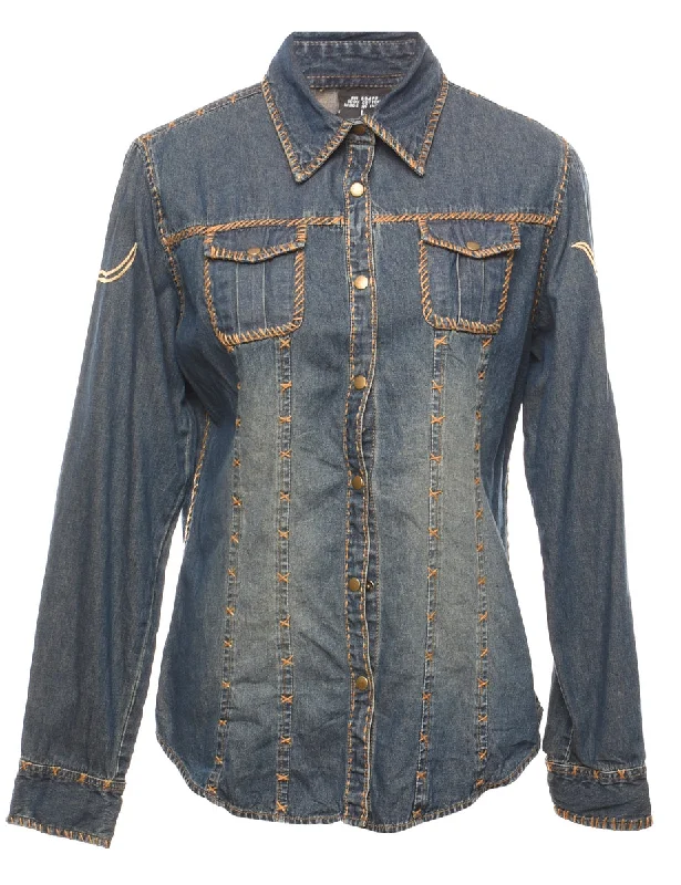 Dark Wash Denim Shirt - L