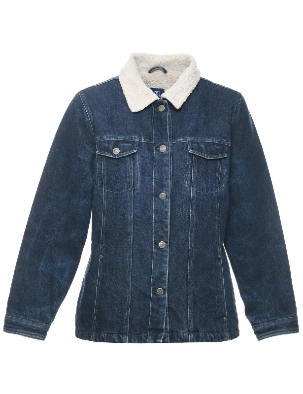 Dark Wash Shearling Denim Jacket - M