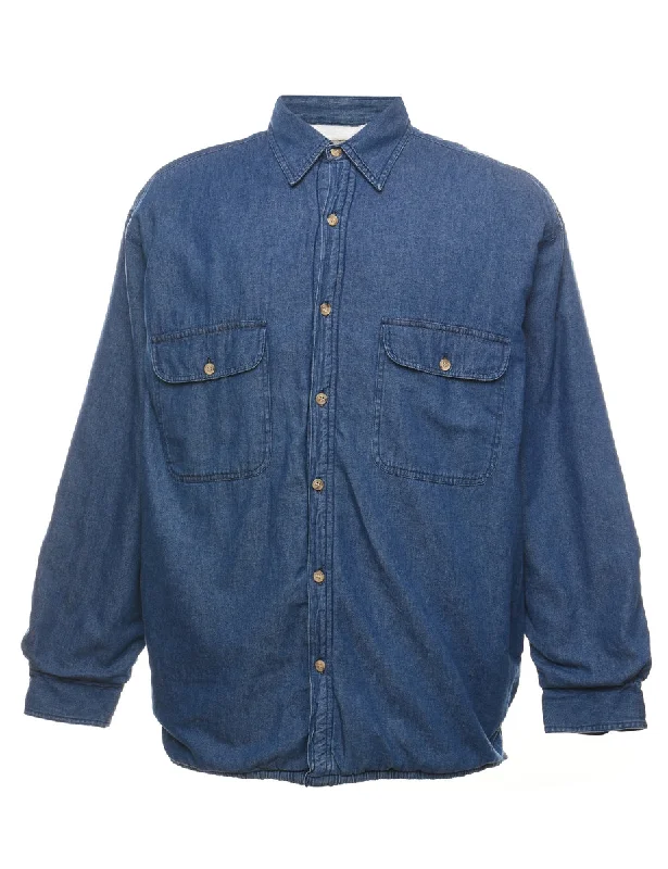 Faux Shearling Lining Denim Shirt - L