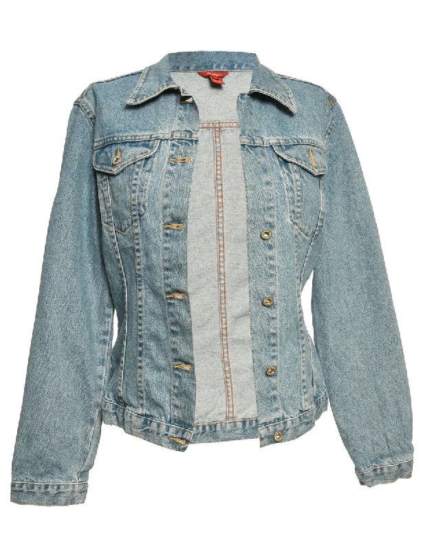 Light Wash Button Front Denim Jacket - M