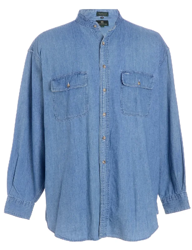 Label Charles Grandad Collar Denim Shirt