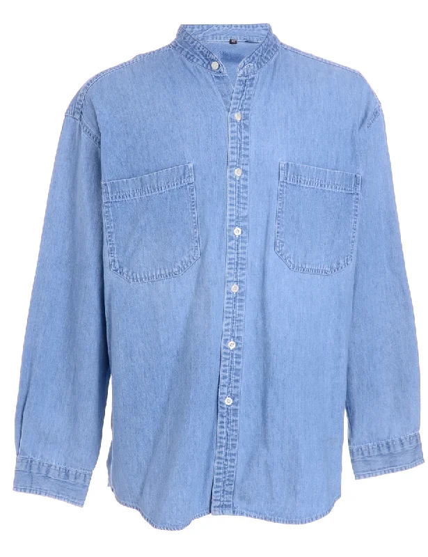 Label Charles Grandad Collar Denim Shirt