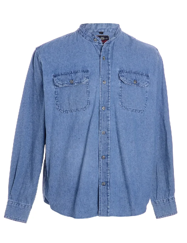 Label Charles Grandad Collar Denim Shirt