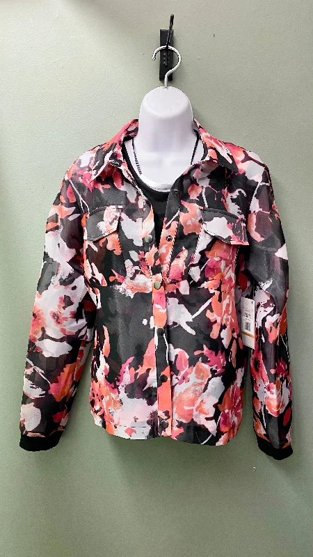 * Multiples Snap Front Floral Shirt