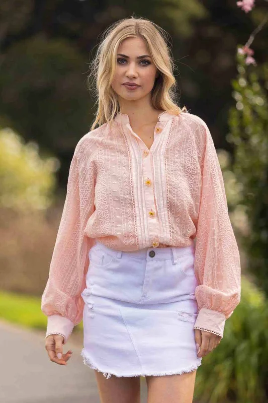 Magnolia Shirt Embroidered Peach