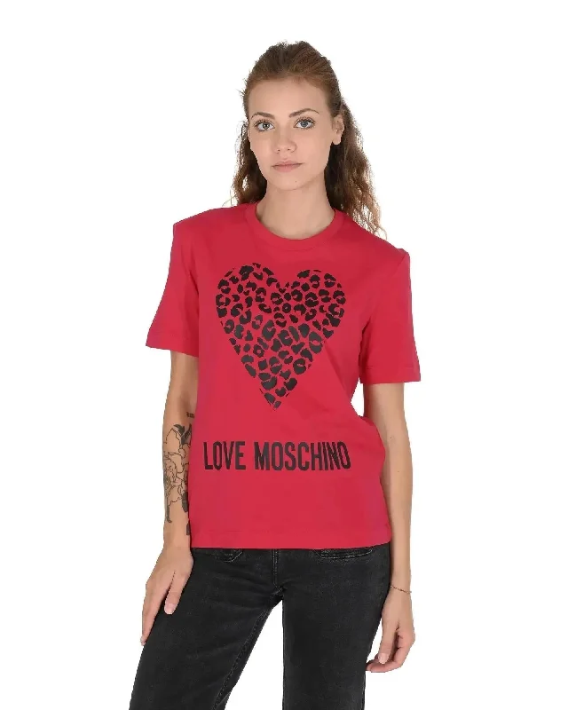 Love Moschino Cotton T-Shirt in Red - 44 EU