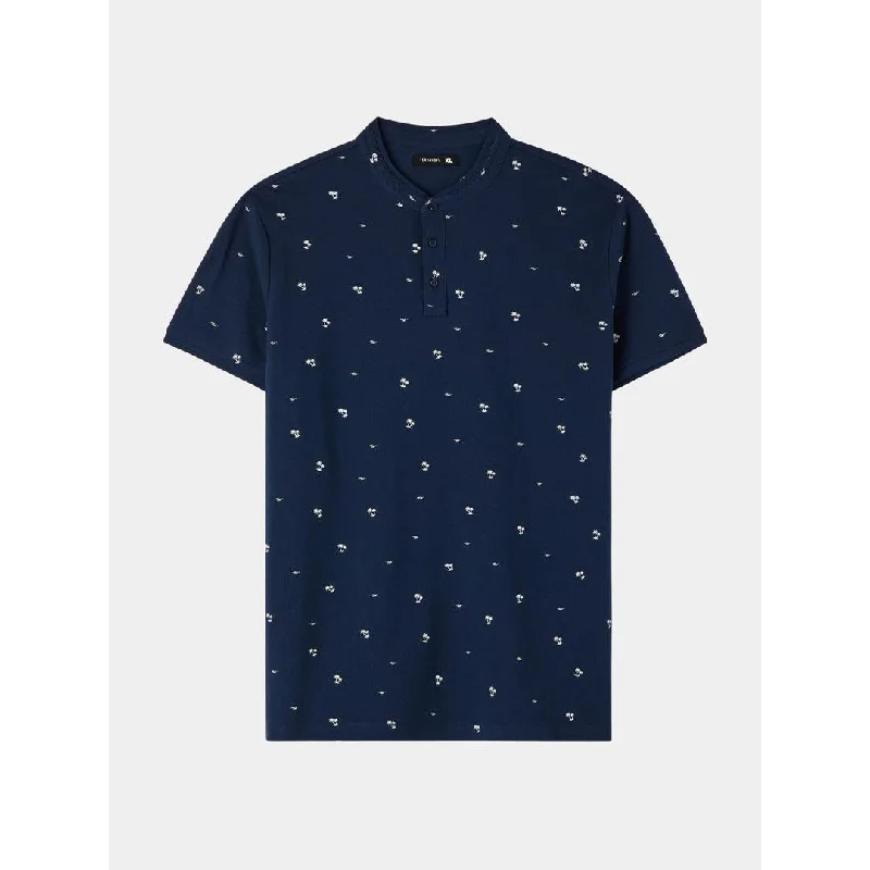 Micro Patterned Henley T-Shirt