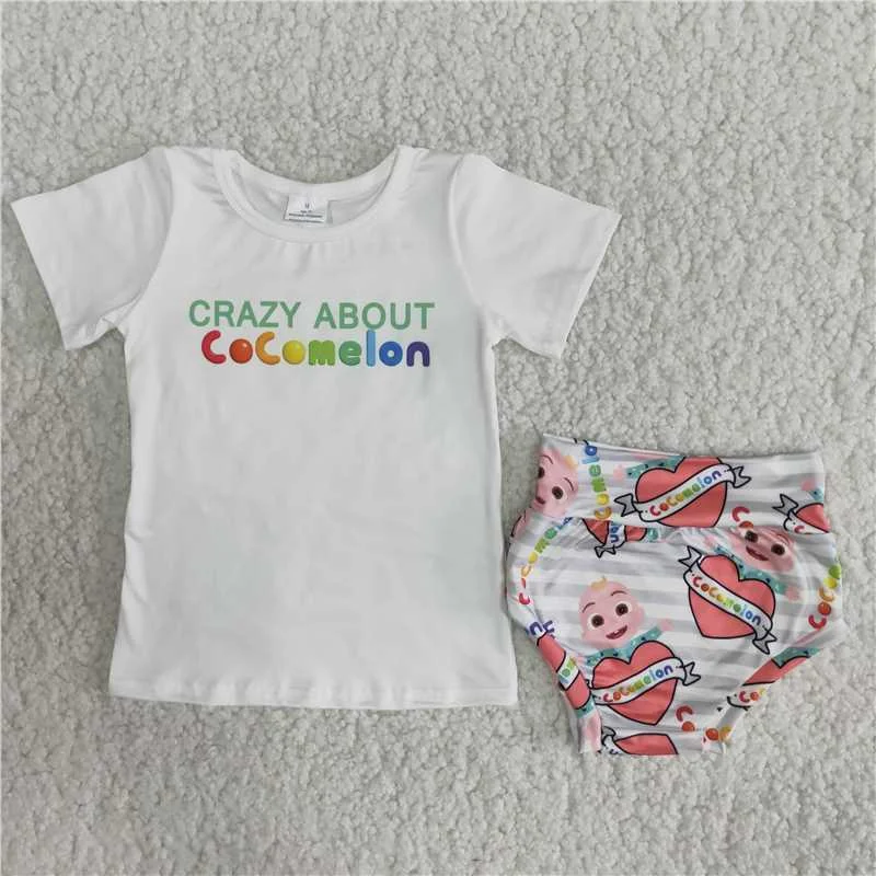 cartoon melon t-shirts bummies set B3-9