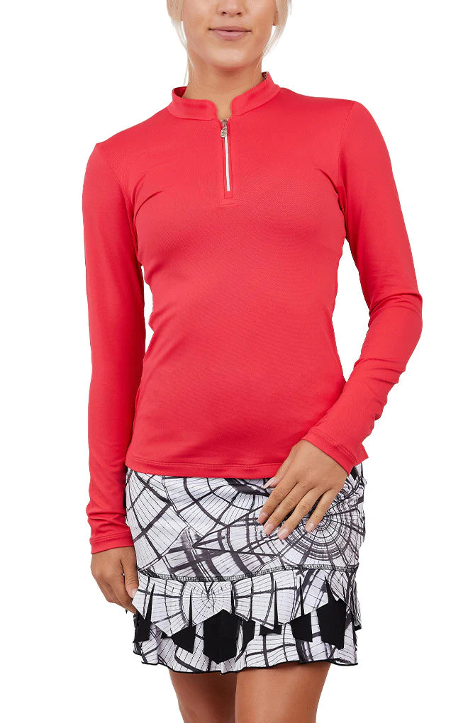 Sofibella UV Pique Zip Long Sleeve Top (Multiple Colors)