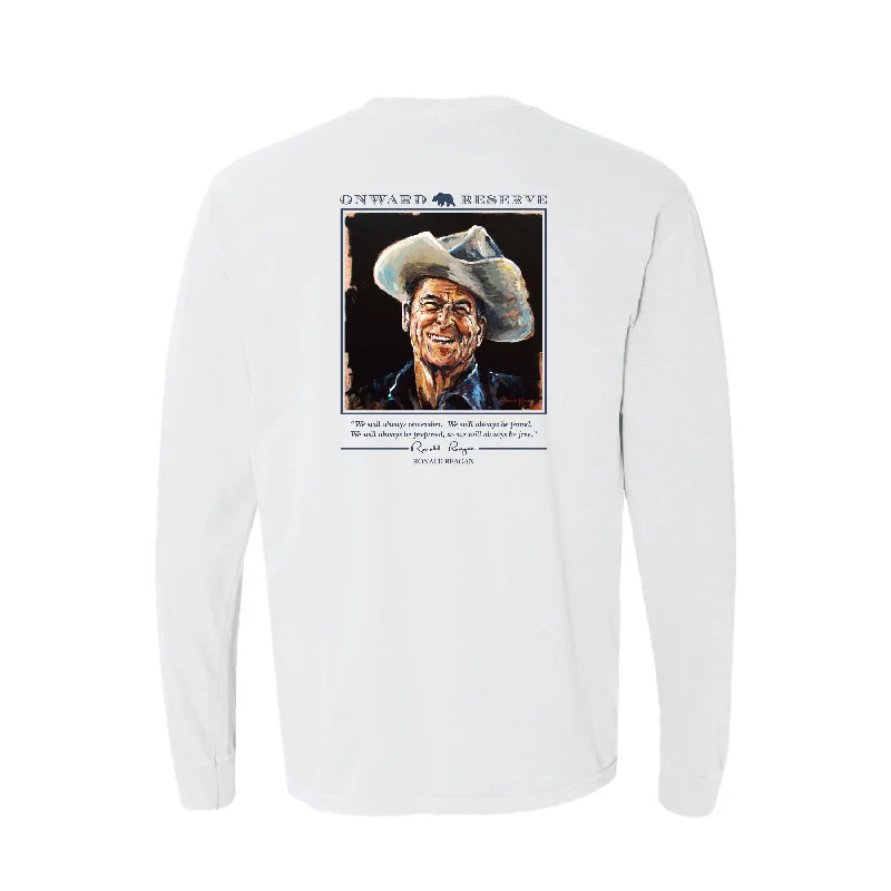 Long Sleeve Cowboy Reagan Tee - White