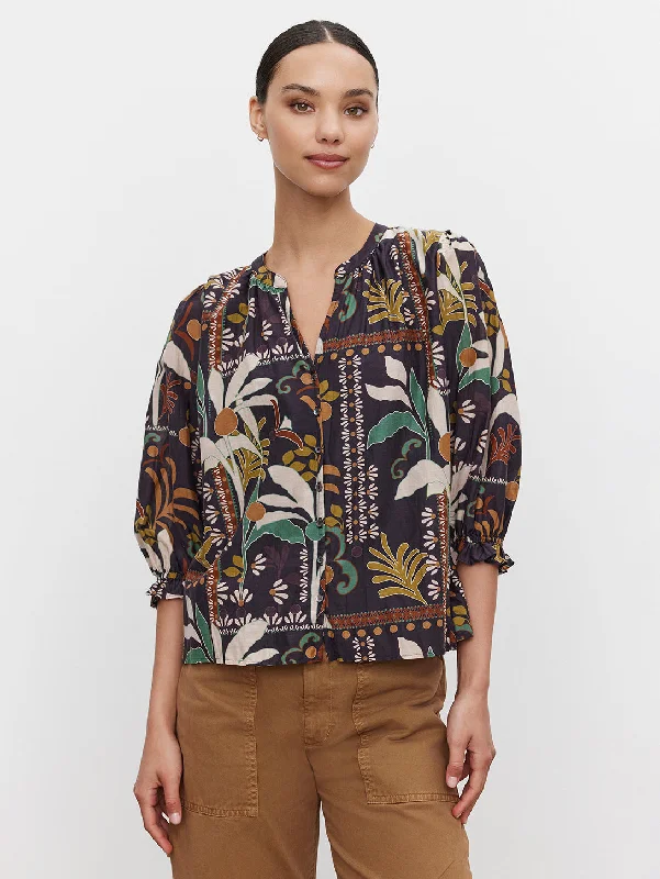 Betty Long Sleeve Print Top - Madrid