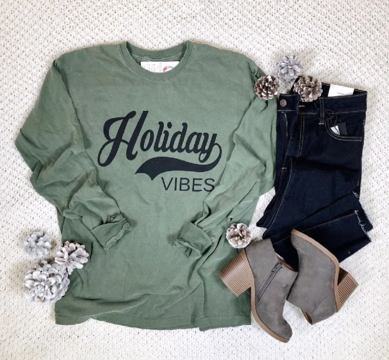 Holiday Vibes Comfort Colors Long Sleeve** - Final Sale