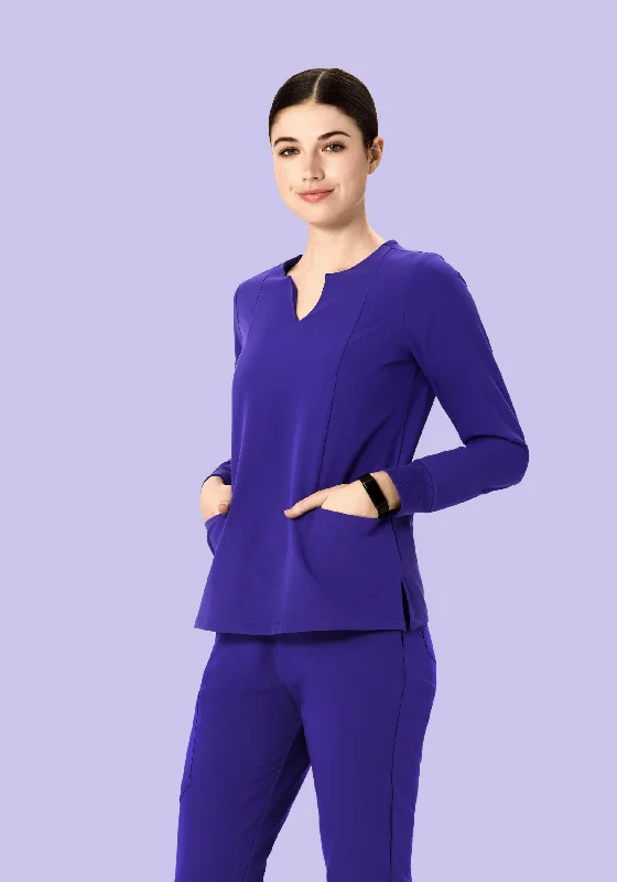 Long Sleeve Notch Neck Top True Grape