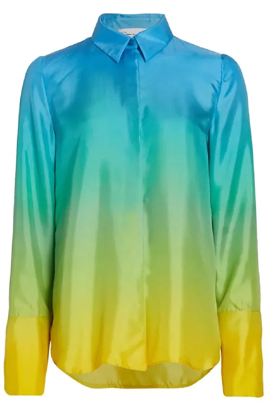 Long Sleeve Ombre Twill Blouse