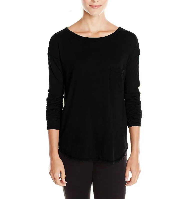 Long Sleeve Pocket Tee In Black