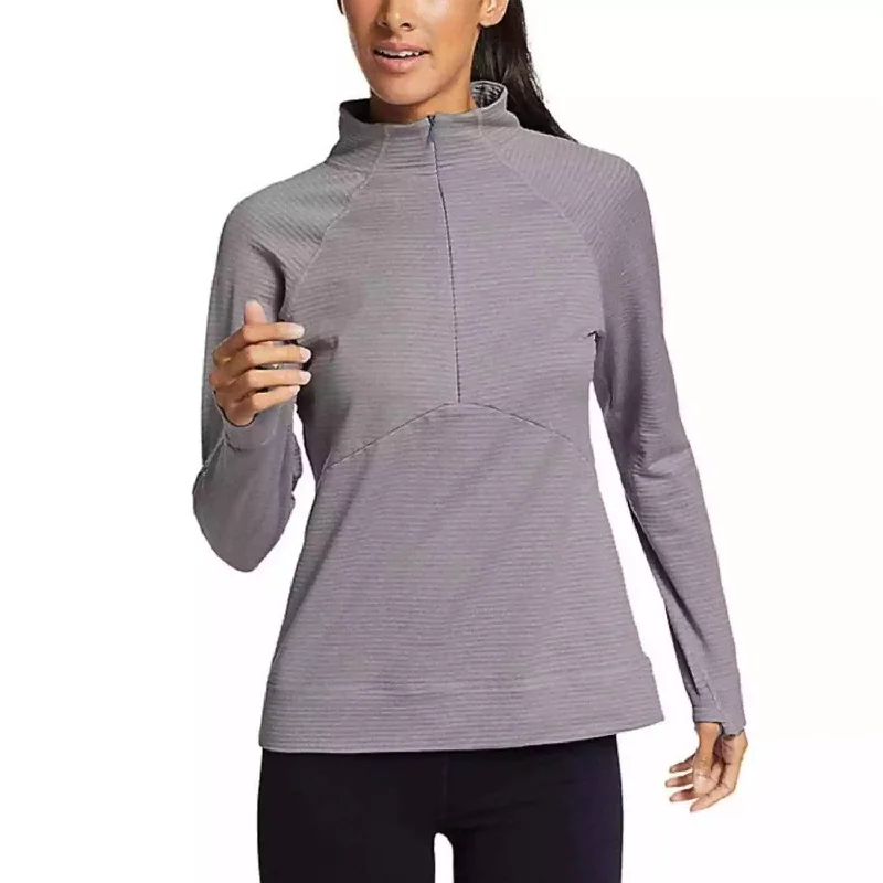 Raglan Quarter Zip Tee Long Sleeve Top In Grey