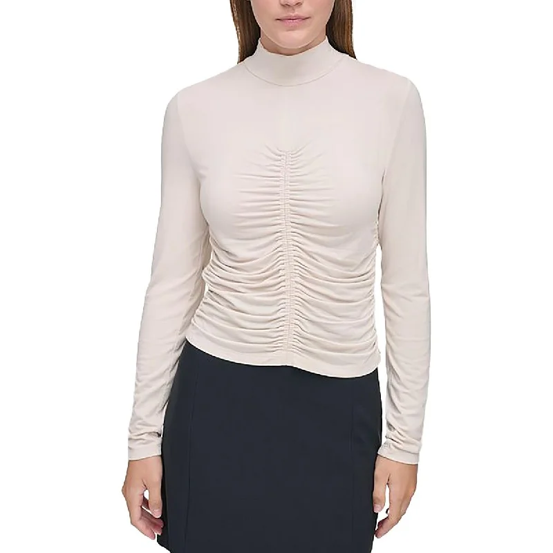 Womens Mock Neck Long Sleeve Blouse