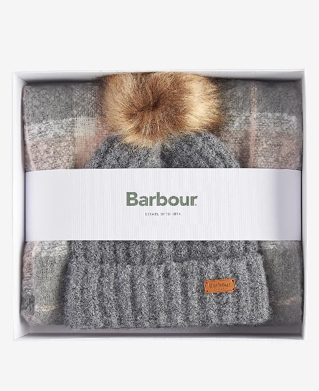 Barbour Saltburn Beanie & Tartan Scarf Gift Set